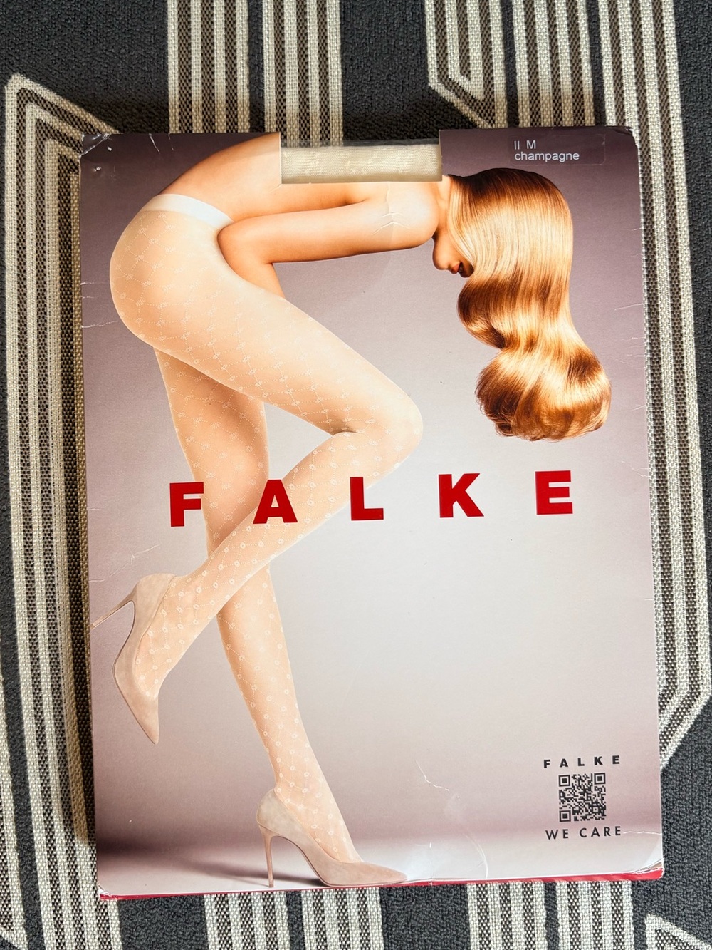 NWT Falke Champagne Printed Dot Tights Size M 20 Denier Luxury Made In Germany